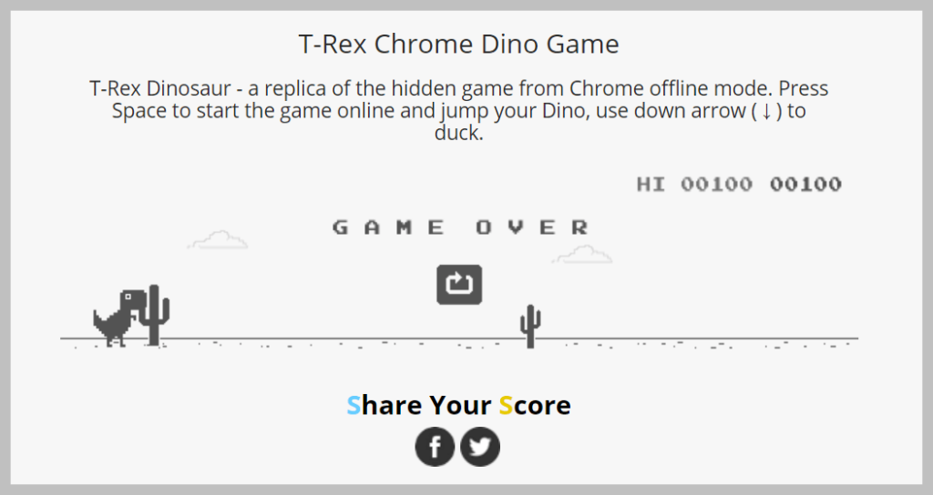 구글 공룡 게임 온라인