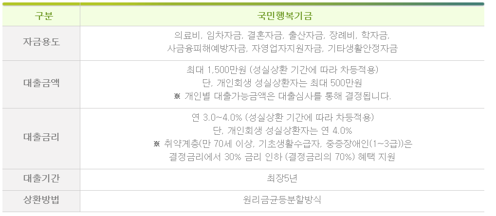 국민행복기금 소액대출