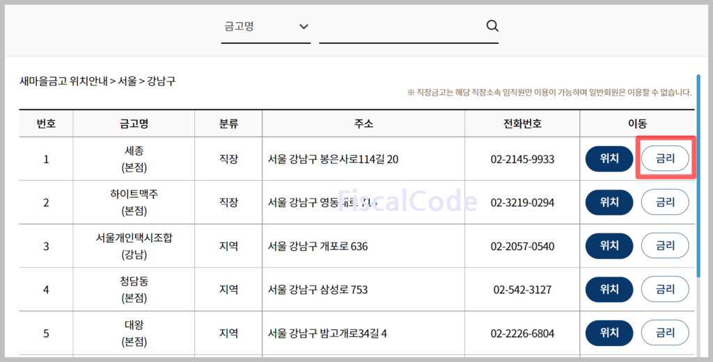 새마을금고 금리비교