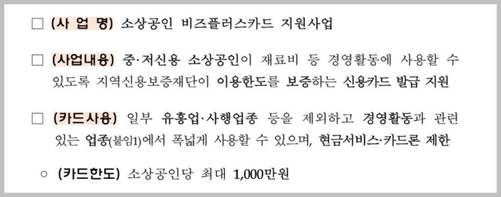 소상공인 비즈플러스 카드 신청 