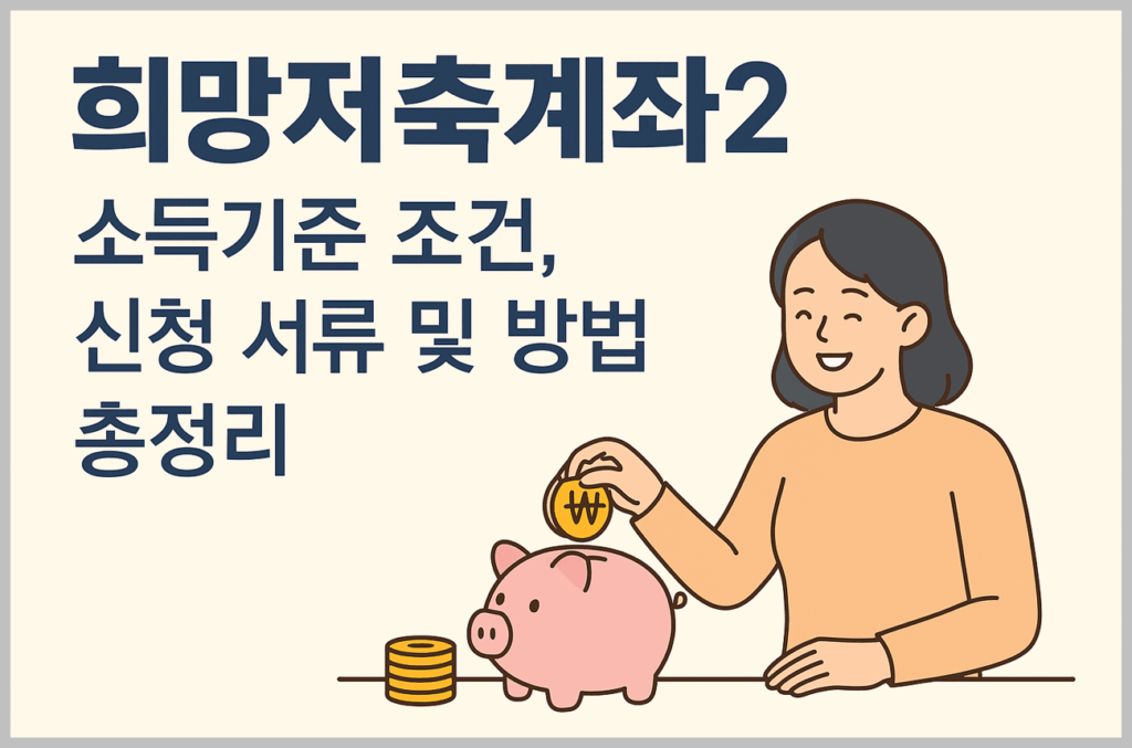 희망저축계좌2 소득기준 조건, 신청 서류 및 방법